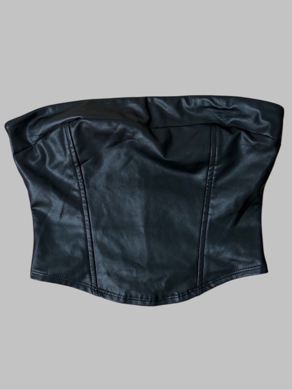 Altar'd State Black Faux Leather Strapless Corset Top